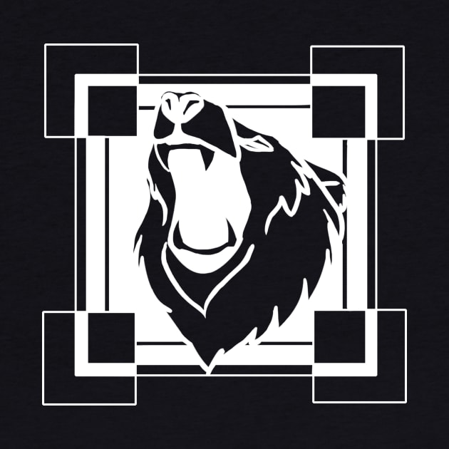 Roaring Bear - Original Logo Banner Sigil - Light Design for Dark Shirts by Indi Martin